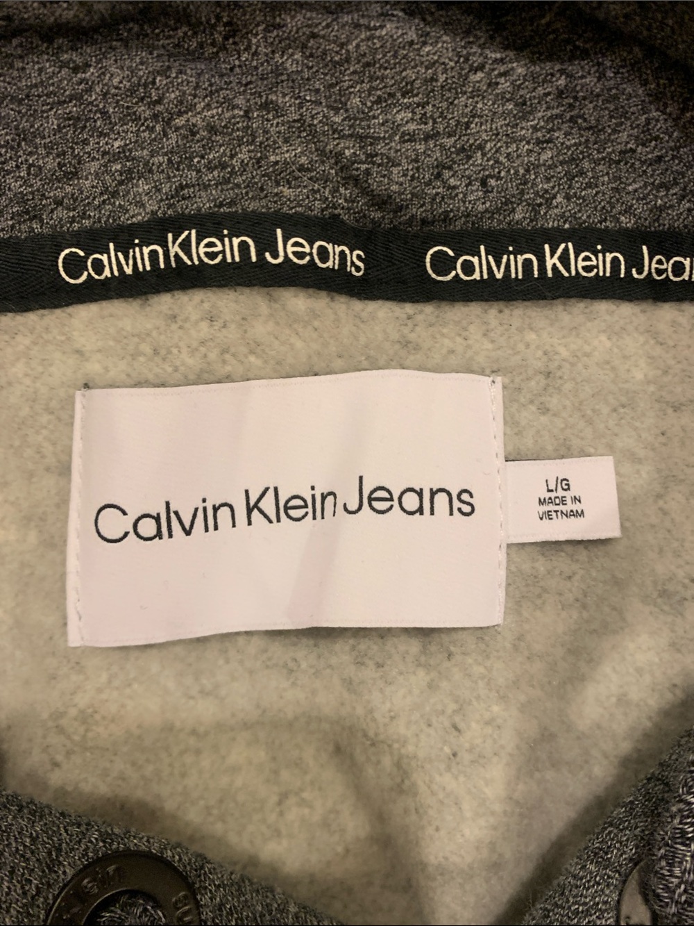 Calvin Klein Women’s Large Cropped Gray cK Logo Hooded Pullover - Picture 2 of 4